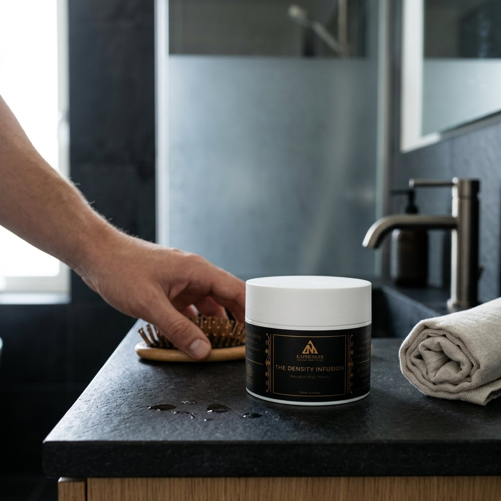 The Density Infusion keratin hair mask as part of a fine hair care routine