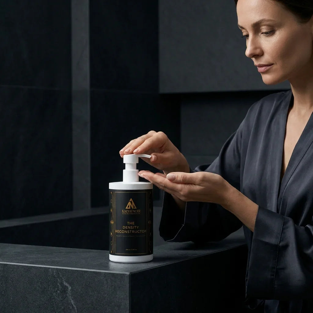 Applying KapheNoir The Density Reconstructor volumizing conditioner for fine hair