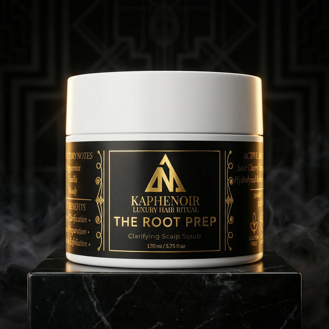 KapheNoir The Root Prep jar on a dark background