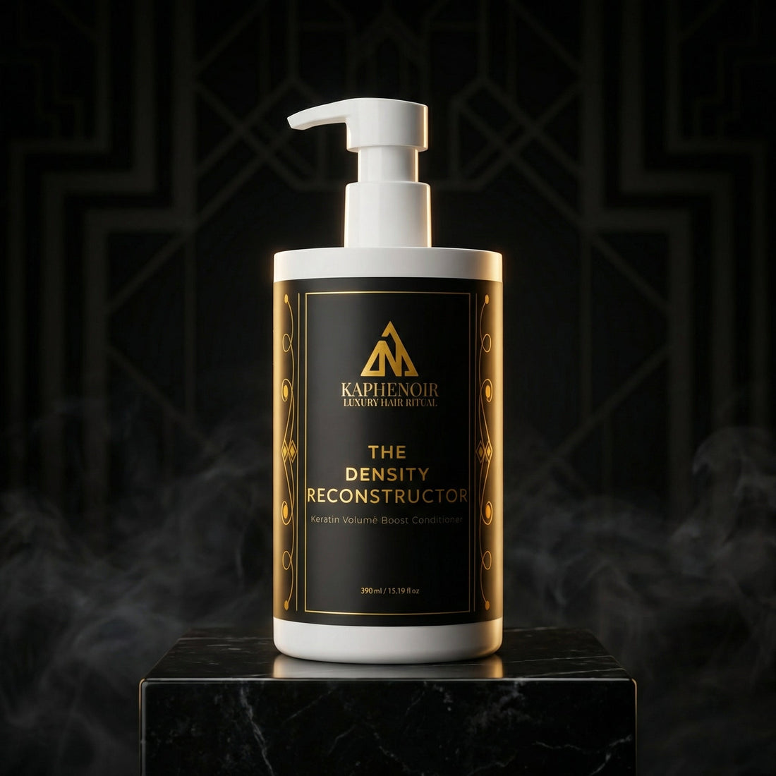 Bottle of 'The Density Reconstructor' by KapheNoir on a dark background