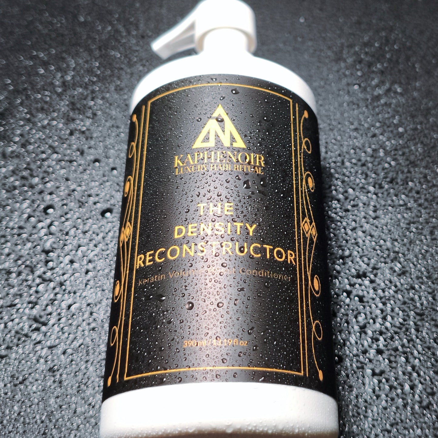 KapheNoir conditioner bottle on a textured black surface