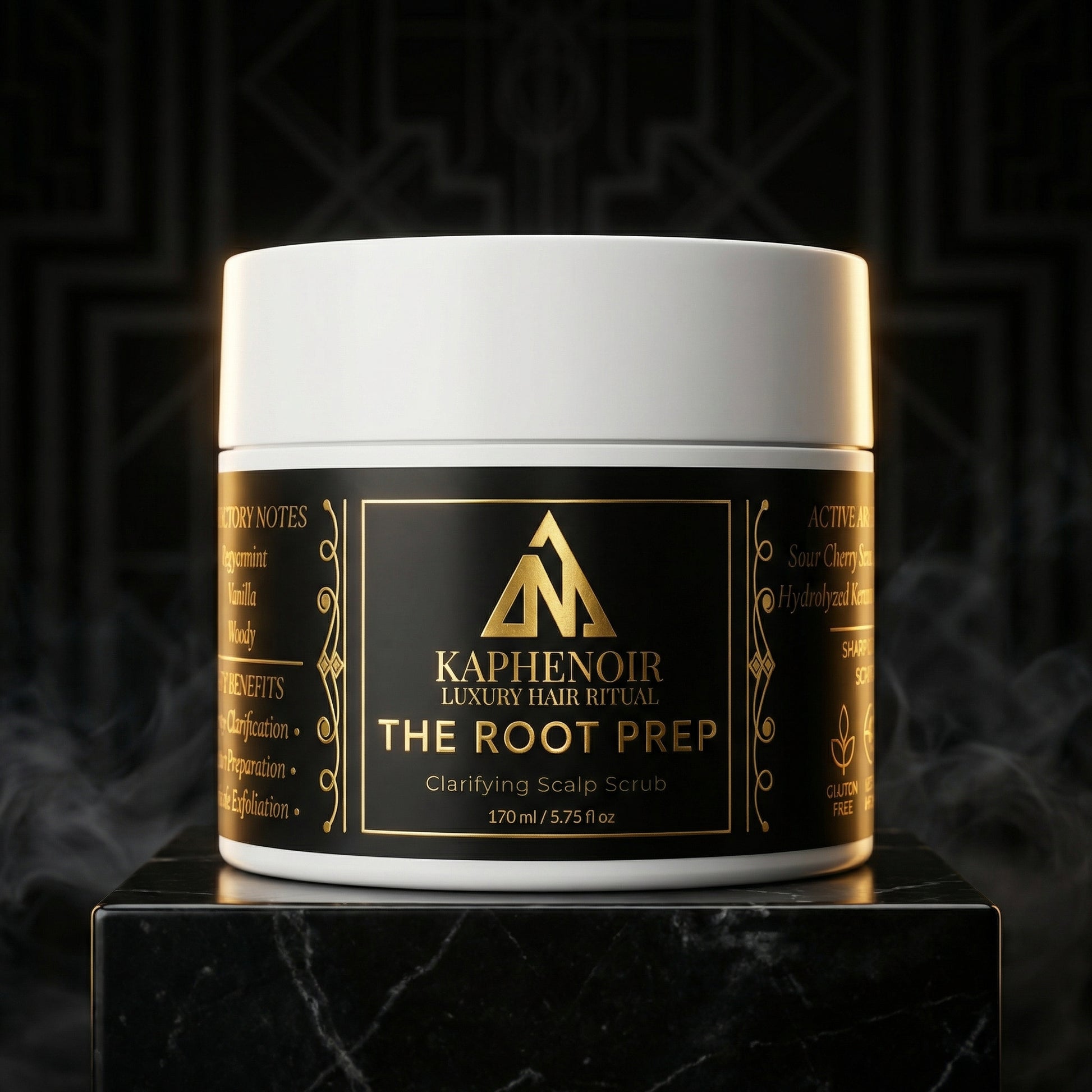 KapheNoir The Root Prep jar on a dark background