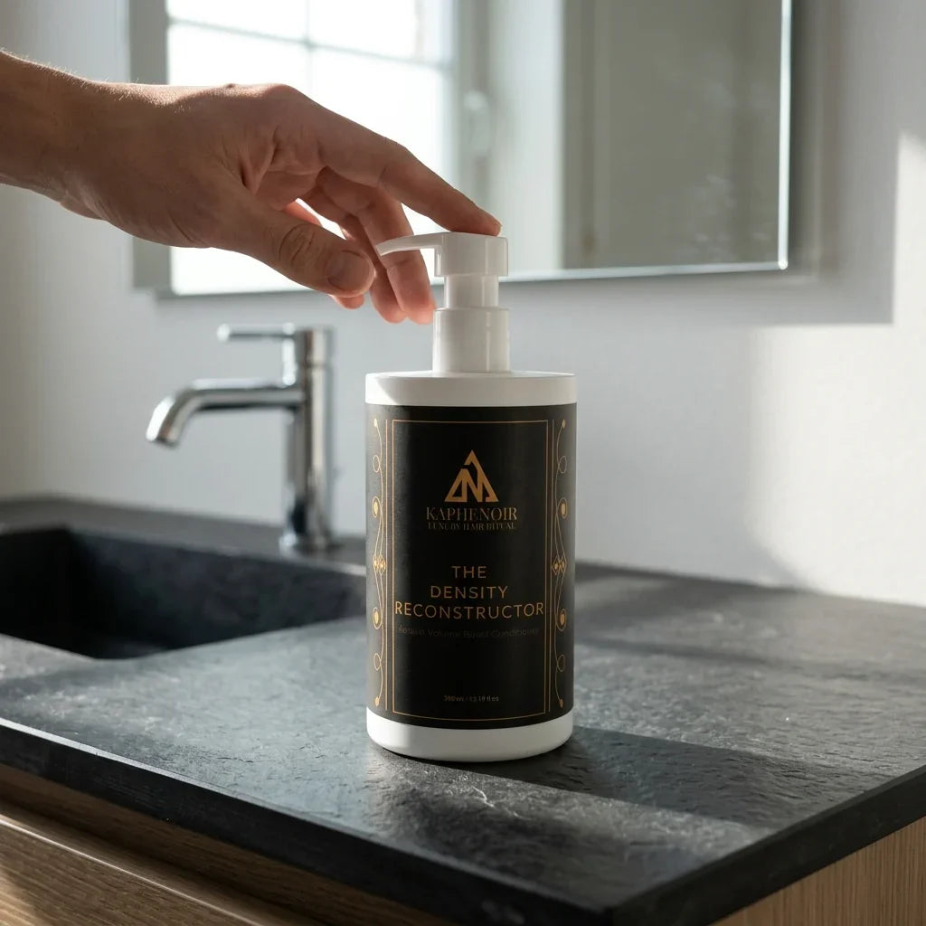 The Density Reconstructor volumizing conditioner as part of a fine hair care routine